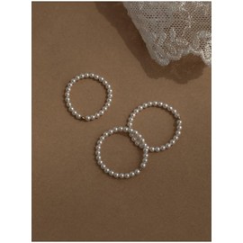 Vintage Pearl Ring for Women Cute Stackable Rings Dainty Simple Minimalistic Pearl Jewelry Crystal Stretchy Elastic Ring Wrap Tail Finger Band for Women Gift for Her Mother's Day Gift (Pattern 2)