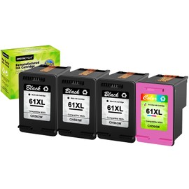 greencycle 61XL Remanufactured Ink Cartridge Replacement for HP 61 XL CH563W Compatible with Envy 4500 5535 Deskjet 1010 2050 3060 OfficeJet 4630 4639 Printer (3 Black, 1 Color, 4 Pack)