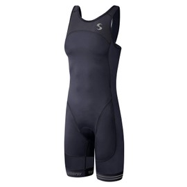 Synergy Women's Tri Suit - One Piece Triathlon Open Back Trisuit (Solid Black, X-Large)