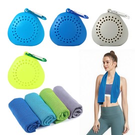 4 Pack Cooling Towel, Quick Dry Fitness Towels, Breathable Microfibre Gym Towel 60×30cm, Sweat Towel for Gym Yoga Hiking Camping (light blue, dark blue, green, grey)