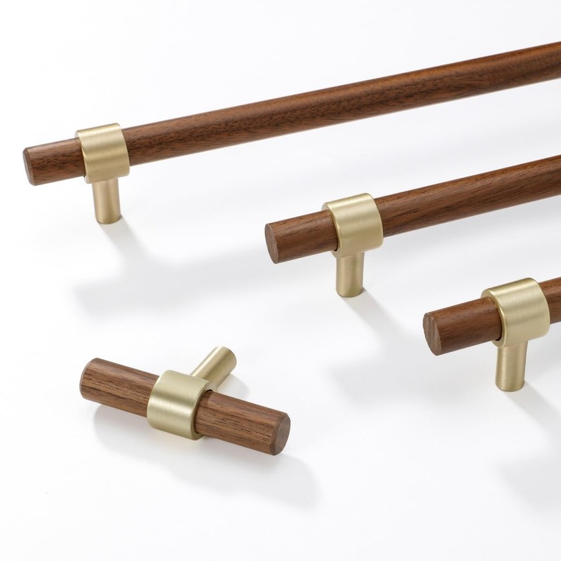 AENZOOY 6 Pack Zinc Alloy Black Walnut Kitchen Pulls Cabinets