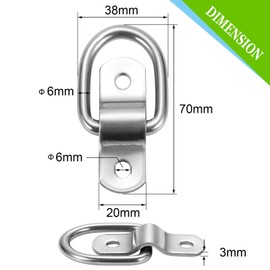 CZC AUTO 6 Pack D Ring Tie Down Anchors 1/4" Heavy Duty Stainless Steel Trailer Tie Down Hooks for Truck, Trailer, Camper, Warehouse, Boat, Cargo Control & Surface Mount, with Screws