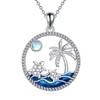 CRMAD Turtle Beach Necklace Sterling Silver Palm Tree Ocean Wave