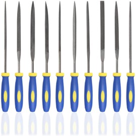 KALIM 10PCS Needle File Set High Carbon Steel File Set with Plastic Non-Slip Handle, Hand Metal Tools for Wood, Plastic, Model, Jewelry, Musical Instrument and DIY (6 Inch Total Length)