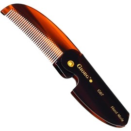 Giorgio G87 4.5 Inch Tortoiseshell Mustache and Beard Comb for Men - Handmade, Saw-cut, Hand Polished Pocket Styling Comb for Everyday Grooming and All Type of Hair Care