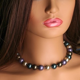 Multi South Sea Shell Pearl 14mm Large High Luster Statement Necklace with Strong Magnetic Ball Clasp Necklace, Gift for Her (28")