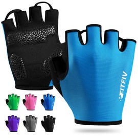 FITFIV Half Finger Cycling Gloves for Men & Women - Breathable Bike Gloves with Anti-Slip Grip, Multi-Sport Design for Gym Training, Outdoor Riding, Motorcycle, Rowing