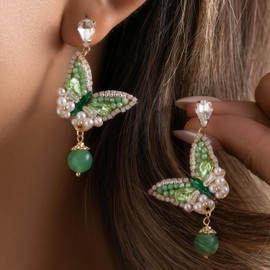 Dangle Flower Floral Blue Crystal Drop Earrings for Women, 14K Gold Plated, Hypoallergenic, Solid 925 Sterling Silver Post, CZ Cubic Zirconia Stud Earrings, Multilayer Tassel Chain, Wedding Bridal