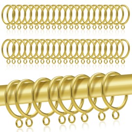 TOKPLNU Curtain Rings, 38mm Large Metal Curtain Rings 50 Pack Gold Curtain Pole Rings Drapery Sliding Eyelet Curtain Hanging Rings for 35mm Curtain Poles, Shower Rods