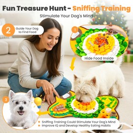PETCARE Snuffle Mat for Dogs Interactive Enrichment Puzzle Toys for Small Medium Breed Dogs Cats Rabbits Cognitive Puppy Sniff Foraging Mats Mental Stimulation Treat Game Slow Feeder Mats, 24*17 inch