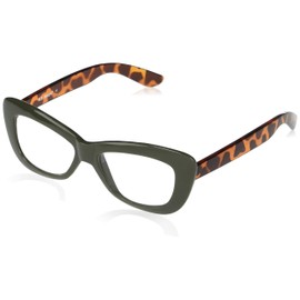 A.J. Morgan Eyewear Crushed-Reading Glasses Cat-Eye, Olive/TORT, 52-17-150mm + 3