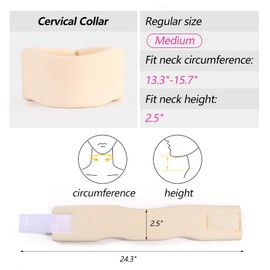 Cozyhealth Soft Foam Neck Brace Universal Cervical Collar, Adjustable Neck Support Brace for Sleeping - Relieves Neck Pain and Spine Pressure, Neck Collar After Whiplash or Injury (2.5" Depth Collar, M)