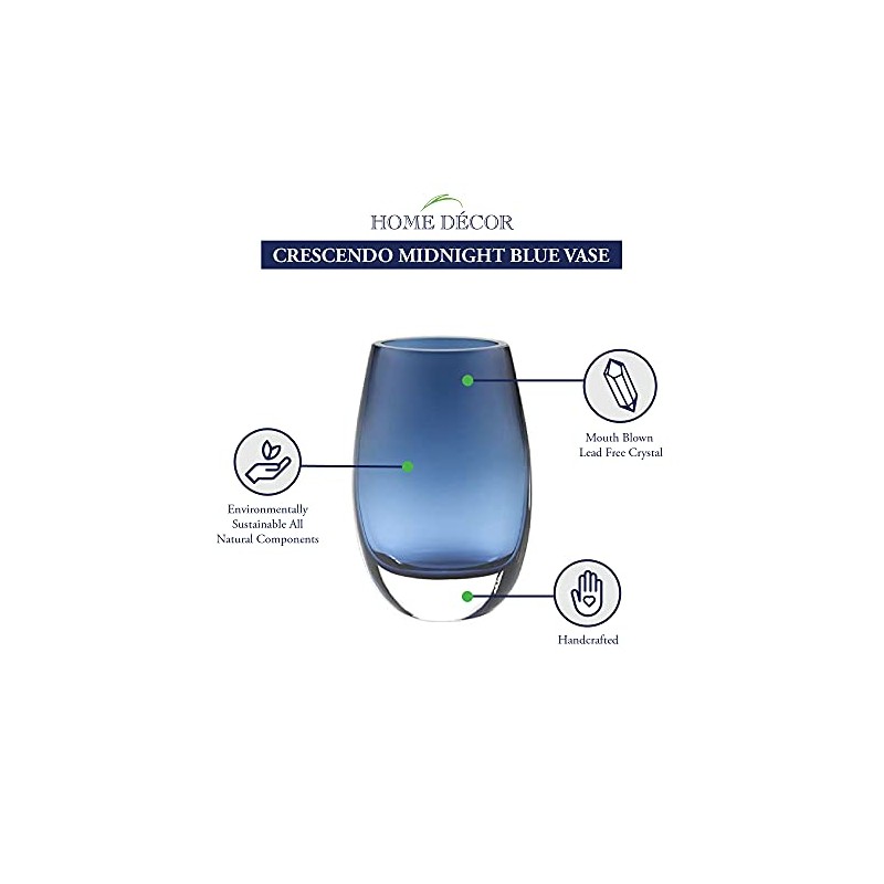 Badash - Crescendo European Mouth Blown Crystal Midnight Blue 7.5"