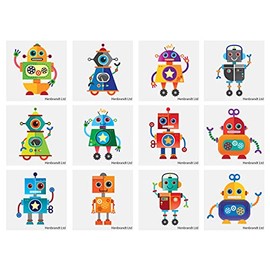 Henbrandt 72 x Robot Temporary Tattoos Children's Birthday Loot Party Bag Filler