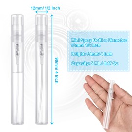 QTLCOHD 120Pcs 5ml Mini Spray Bottles, Clear Plastic Fine Mist Refillable Perfume Bottles, Empty Sample Containers, Perfume Atomizer Portable Travel Bottle