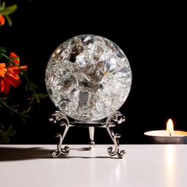 Sahoottie 60 mm Ice Cracked Crystal Ball Paperweight Ice Cracked Glass Ball Gifts for Women Men Crystal Ice Cracked Ball Living Room Decoration Ornaments