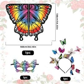 Funnity Butterfly Costume Women's Fancy Dress Costumes Butterfly Headband Women for Adults, Butterfly Headband, Women's Lace Mask, for Carnival Costume, Fancy Dress Costumes, Cosplay (Colourful)