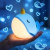Fuloon Narwhal Night Light with Whale Shape, Squishy Silicone Kids