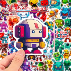 Bric Dodo Pack of 50 Robot Stickers Car Laptop Phone Guitar Skateboard Motorcycle Bicycle Robot Stickers Set Vinyl Waterproof Aesthetic Stickers for Teenagers Children Adults