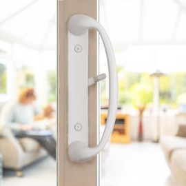 Rockwell Security Sonoma Patio Sliding Door Center Keylock Handle Set White Finish Fits 1-3/4 Inch Thick Doors with 3-15/16 Inch Screw Holes CTC