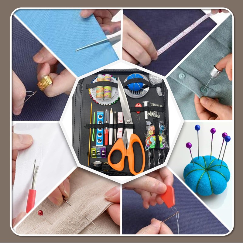 Professional Sewing Kit, 205PCS Premium Sewing Supplies with Case, Portable