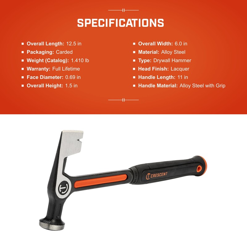 Crescent Wiss Drywall Hammer with Steel Handle - Steel Hammer