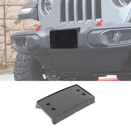 Jimen Compatible with 2018-2025 Jeep Wrangler JL JLU & Gladiator JT, Front License Plate Holder Frame Mount Bracket (Carbon Fiber)