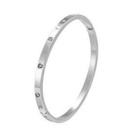 CCAIPU Bracelet for Women, 18K Gold Plated Crystal Bangle Cubic Zirconia Titanium Steel 4MM Bracelet Jewellery Gifts for Ladies Girls (A-Silver)