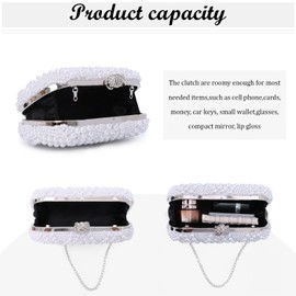 Syrads Women Evening Clutch Bag Pearl Wedding Clutch Handbags Shoulder Crossbody Banquet Bags,White