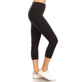 Leggings Depot Women's Workout Leggings Tummy Control Active Yoga Pants, Capri-Black, 3X