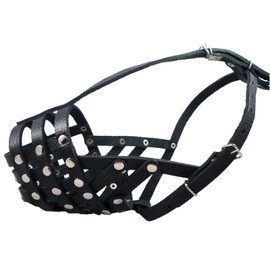 Secure Leather Mesh Dog Basket Dog Muzzle #11 Black - Pit Bull, Amstaff (Circumference 12", Snout Length 3.5")