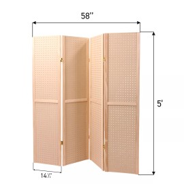 SSWBasics 5 Foot 4-Panel Pegboard Display, Portable Craft Show Jewelry Display