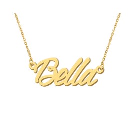 Bella Pendant Name Necklace 18k Gold Plated Stainless Steel Script Nameplate Necklace Jewelry for Best Friends