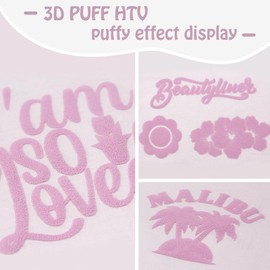 Ryebme Plotter Film Textile, 3D Puff Vinyl Film Plotter 10 inches x 6 ft Flex Film Plotter Textile for DIY T-Shirt, Easy to Cut for Fabric for Iron-On (Light Pink)