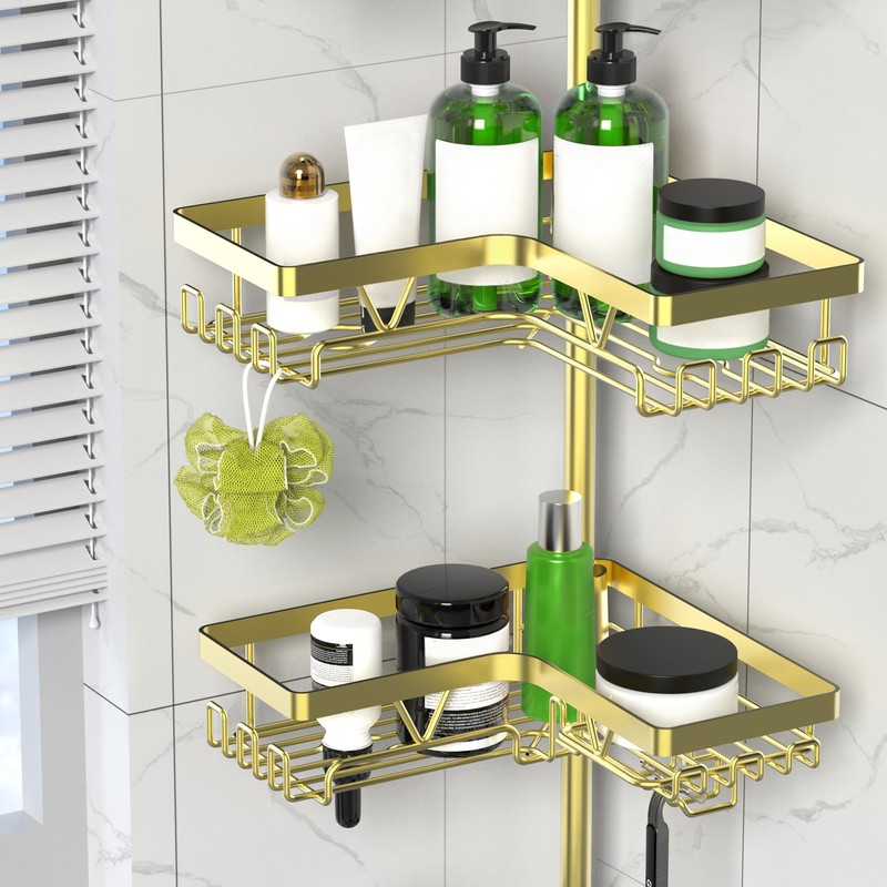 DAOYA Shower Caddy Tension Pole - Gold Corner Shower Caddy