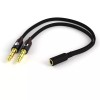 Cater2you Headset Splitter 3.5mm Jack Dual Male Adapter Mic and