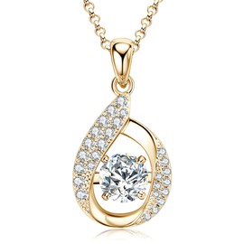 Moissanite Diamond Necklace Gift for Women, 1.0CT Lab Created Diamond Pendant 925 Sterling Silver 18K White/Yellow Gold Plated Necklace for Her, Birthday Anniversary Christmas to Wife Girlfriend Mom with GRA Certificate of Authenticity (Yellow Gold)