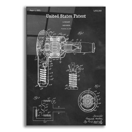 Epic Art 'Hair Dryer Blueprint Patent Chalkboard,' Acrylic Glass Wall Art, 16"x24"