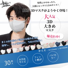 [Hellozebra]立体マスク 大きめ メンズ バイカラー 3Dマスク 不織布 30枚入 グレー 不職布マスク カラー 耳が痛くならない バイカラー 国内検品 飛沫対策 花粉用 息がしやすい 5dおしゃれマスク 15枚入りで個包装 モカブラウン×紐ブラウン
