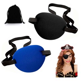 AWAVM 2 Pack Eye Patches, Adjustable Medical Eye Patches for Adults and Children, Comfortable Eye Patches, Left and Right Eye, Eye Patches for Adults, Medical (Black, Blue)