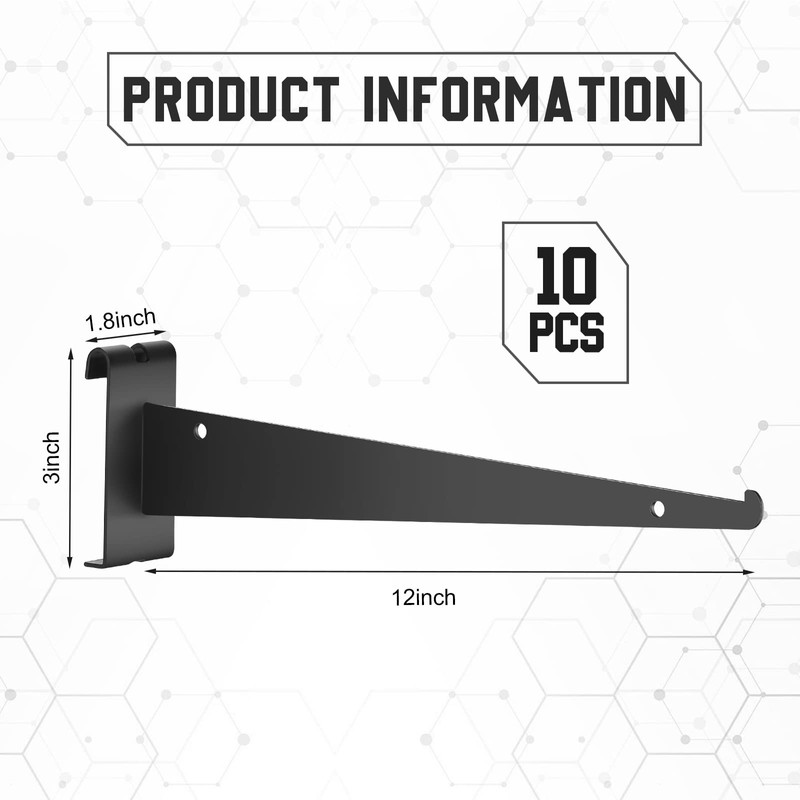Blulu 10 Pcs 12" Gridwall Knife Shelf Bracket with Lip