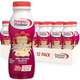 Premier Protein Shake INDULGENCE, White Chocolate Raspberry, 30g Protein, 170 Calories, 3g Sugar, 11.5 fl oz, 12 Pack (Packaging May Vary)