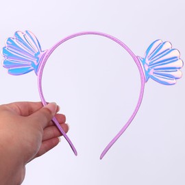 Xepeelo Summer Headbands Ocean Hairband Purple Shell Glossy Design Head Wear Gifts Cute Hair Hoop for Women Girls Mermaid Party favors Birthday Cosplay Photo Props Hair Accessories