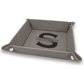 Krazy Case Engraved Genuine PU Leather Valet Tray for Men and Women - Jewelry Organizer and Catchall