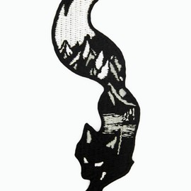 Fox Mountain Silhouette Patch Embroidered Applique Badge Iron On Sew On Emblem