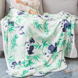 Jurllyshe Green Panda Blanket Panda Gifts for Girls Super Soft Fuzzy Bamboo Pandas Stuffed Animal Throw Blanket Cute Blanket for Girls and Women (Green Panda, 50 x 60 Inch)