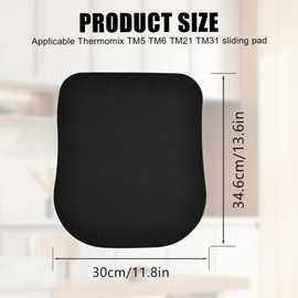 Vesaneae Sliding Mat Compatible with Thermomix TM5 TM6 TM21 TM31, 35 x 30 cm, 3 mm Thick, Sliding Mats for Kitchen Appliances, Thermomix Accessories, Black