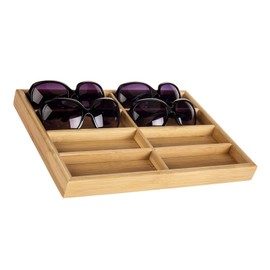TANG SONG 1 Pack Bamboo 8-Slot Sunglass Display Tray Eyewear Storage Case for Home or Office