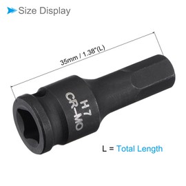 CoCud Impact Hex Bit Socket, 7mm (H7) Metric 35mm Long, Chrome Molybdenum Steel One Piece Construction 1/4" Drive Impact Socket - (Applications: for Installation Removal Fasteners),2pcs