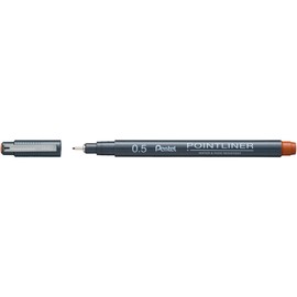 Pentel Pointliner S20P-5SG Fineliner, Sanguine, Waterproof and Non-fading, 0.5 mm, Pack of 1